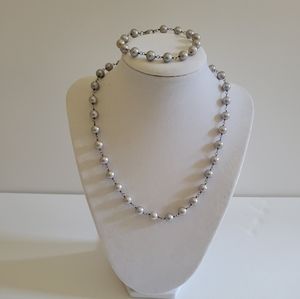 Women's Cultured Freshwater Pearl 925 Sterling Silver Necklaces and Bracelet Set